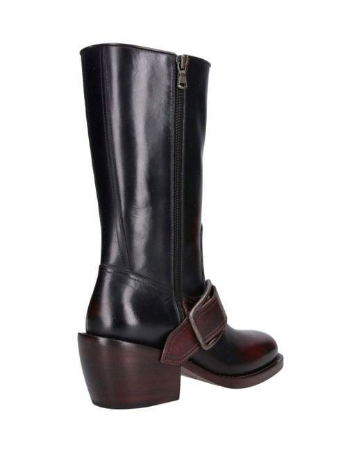 Dries Van Noten Black Leather Ankle Boots