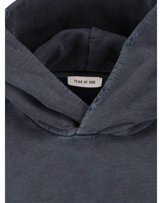 Fear Of God Blue Hoodie Logo for men