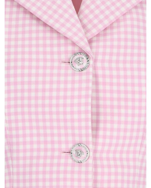 Versace Pink Check Single-breasted Blazer