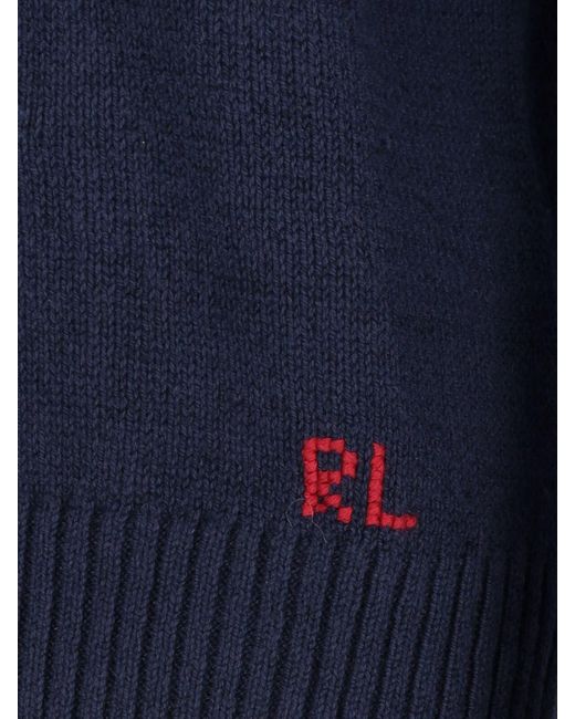 Polo Ralph Lauren Blue Polo Bear Embroidered Knit Sweater