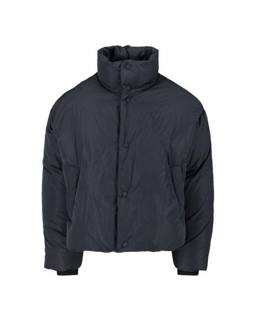 AMI Blue Logo Down Jacket for men
