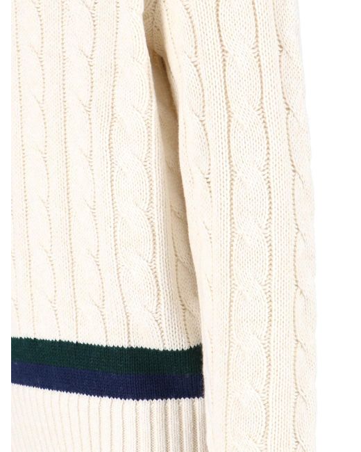 Polo Ralph Lauren White Cable-Knit Cricket Sweater Cream for men