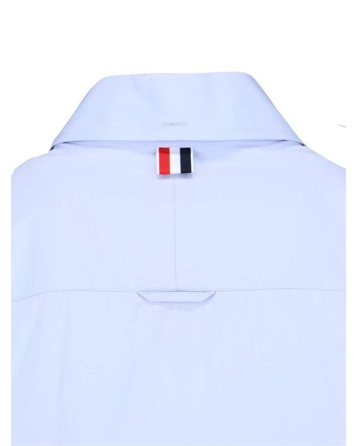 Thom Browne Blue Poplin Curved Hem Logo Shirt