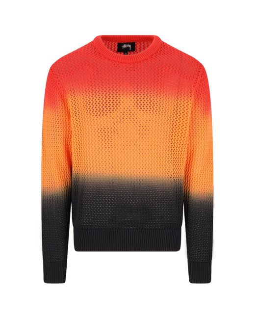 Stussy Orange Pigment Dyed Sweater for men
