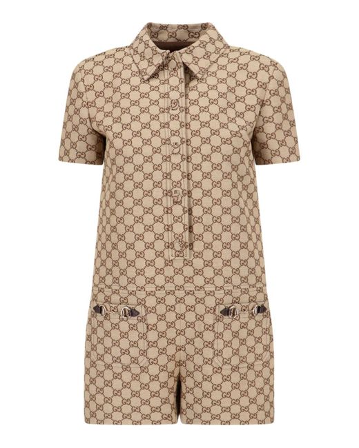 Gucci Natural One-piece Jumpsuit "Gg"