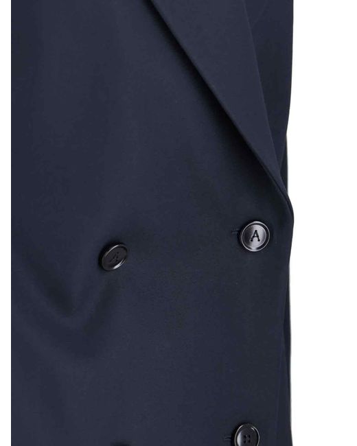 Alaïa Blue Rounded Double-Breasted Coat
