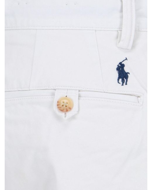 Polo Ralph Lauren White Logo Embroidery Shorts for men