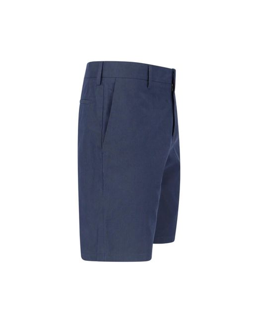Paul Smith Blue Mid-Rise Cotton Straight Shorts for men