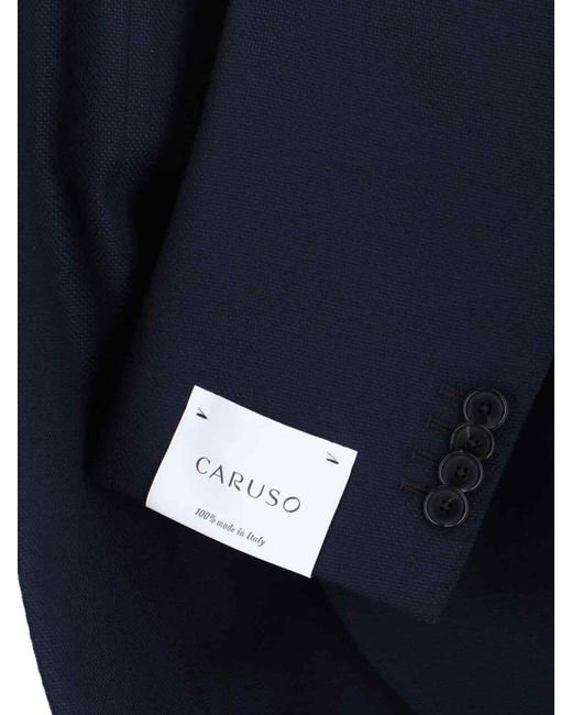 Caruso Blue Single-Breasted Blazer for men