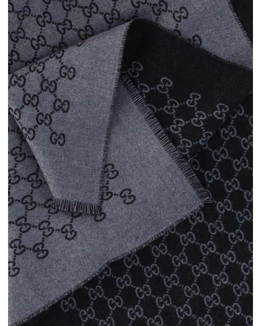 Sciarpa Reversibile "Gg" di Gucci in Gray da Uomo