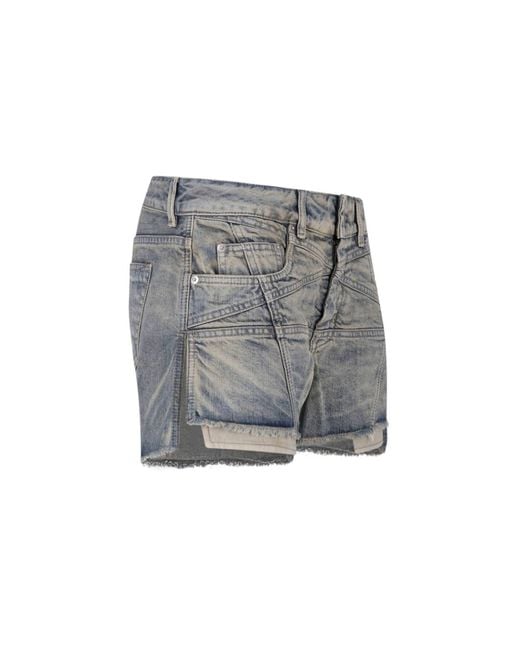 Rick Owens Gray Denim Shorts