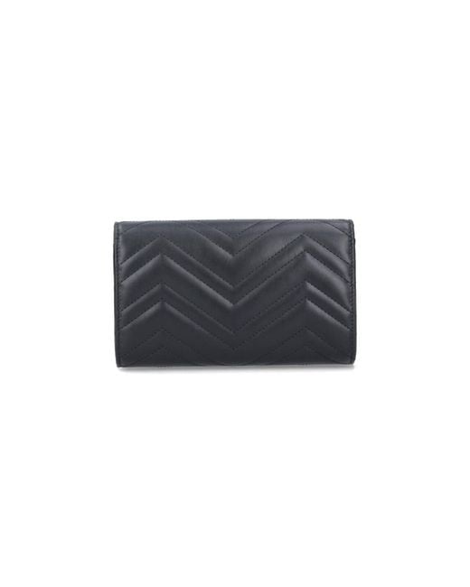 Gucci Black Wallet With Chain "Gg Marmont"