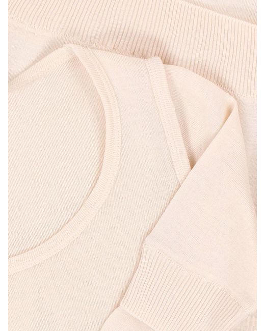 Lemaire White Cream Viscose Silk Three-Quarter Sleeve T-Shirt
