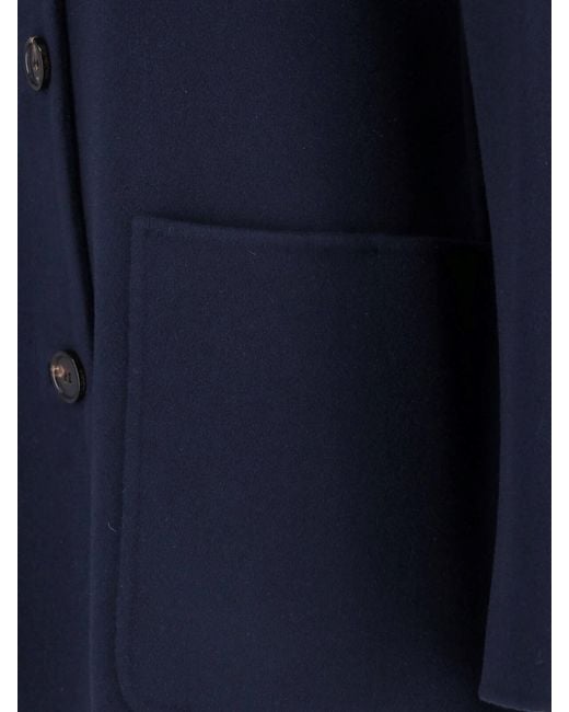 Max Mara Blue Short Virgin Wool Coat