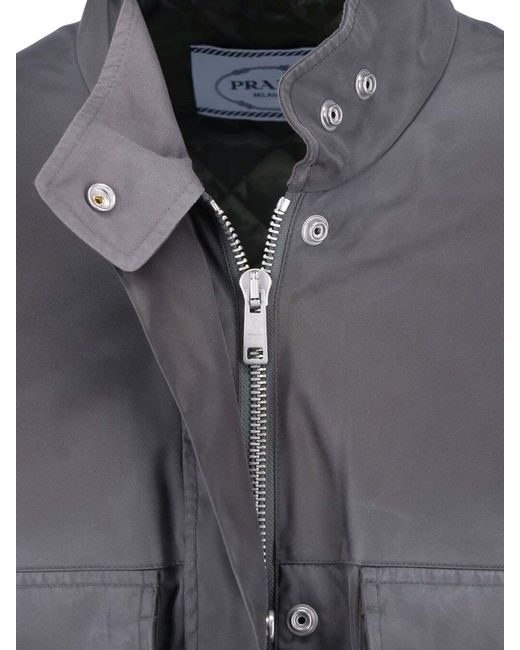 Prada Gray Washed Re-Nylon Raincoat