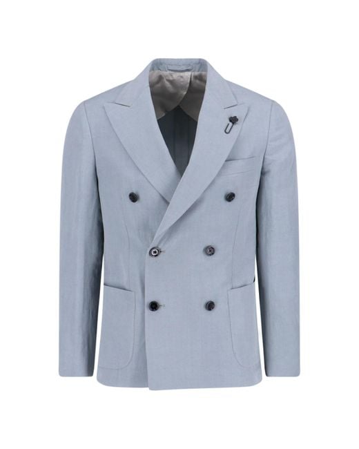 Lardini Blue Double-Breasted Blazer for men