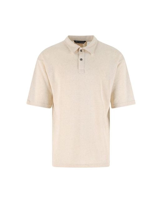 White Sand White Linen Blend Polo for men