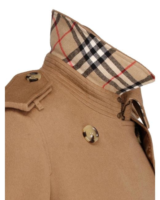 Burberry Natural Double-Breasted Long Cashmere Coat