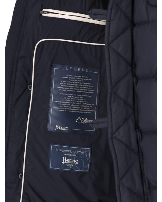 Herno Blue Down-Padded Polyamide Jacket With Acrylic Coating And Stretch Lining for men