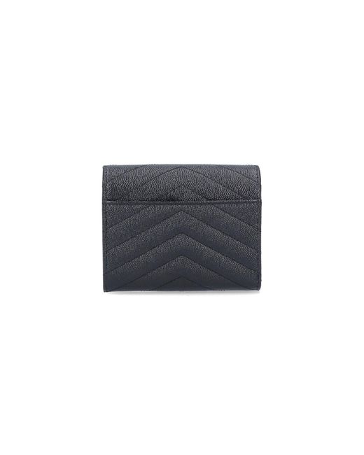 Saint Laurent Gray 'Cassandre' Tri-Fold Wallet