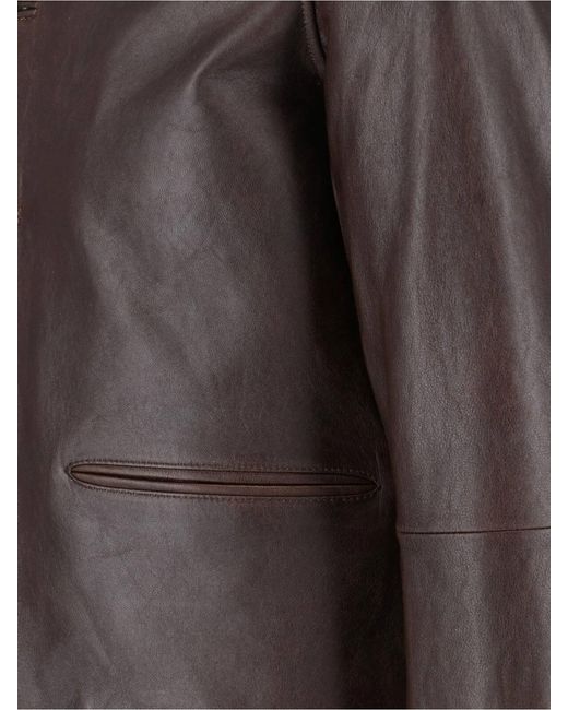 TONYWACK Brown Lamb Leather Jacket for men