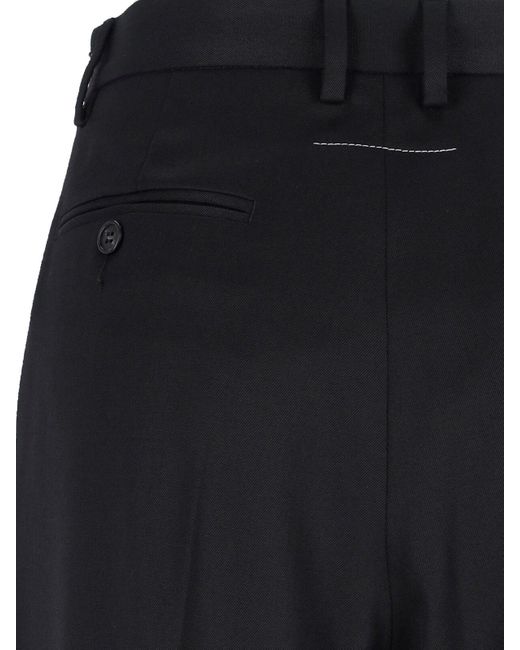 MM6 by Maison Margiela Blue High-Waisted Tailored Pants With Wide-Leg Silhouette