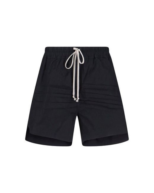 Rick Owens Blue Cotton Shorts for men