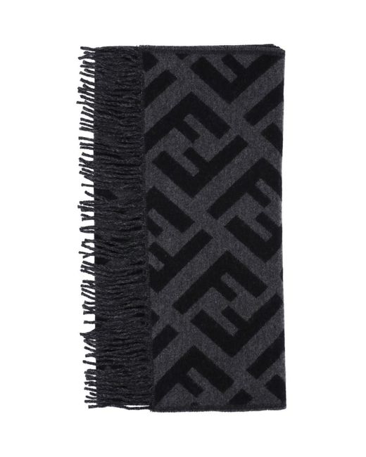 Sciarpa In Cashmere "Ff" di Fendi in Black da Uomo