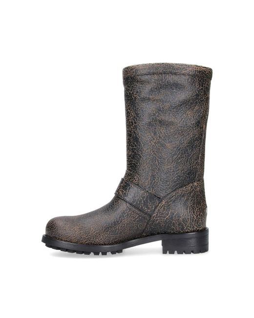 Jimmy Choo Black Biker Mid Leather Boots
