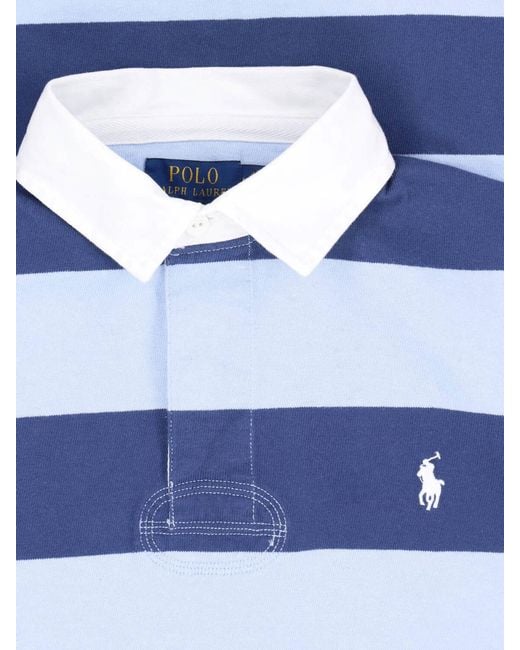 Polo Ralph Lauren Blue Striped Long Sleeve Rugby Shirt for men