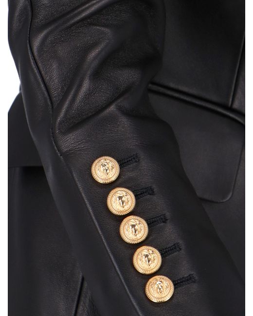Balmain Black Leather Blazer