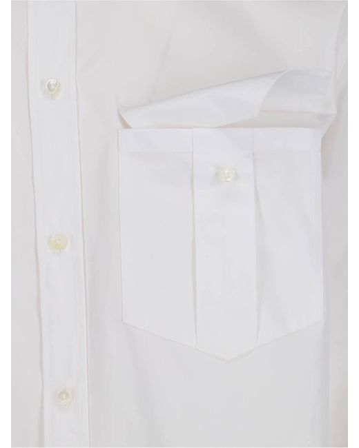 Jil Sander White Mandarin Collar Shirt for men