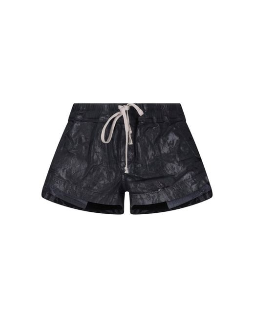 Rick Owens Blue Coated Fabric Shorts