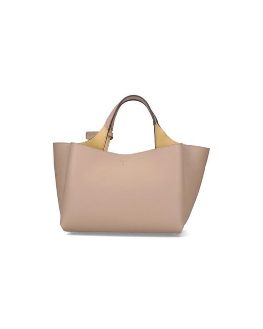 Borsa Tote Mini "T-Timeless" di Tod's in Natural