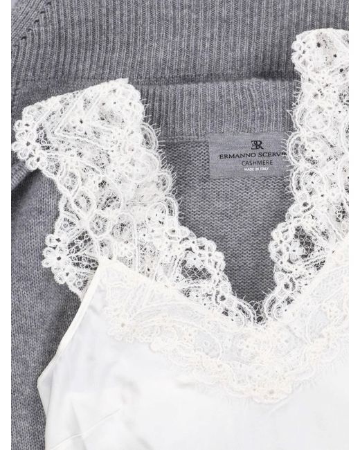 Ermanno Scervino Gray 100% Cashmere Knit Dress