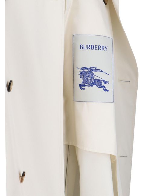 Burberry White Silk Midi Trench Coat