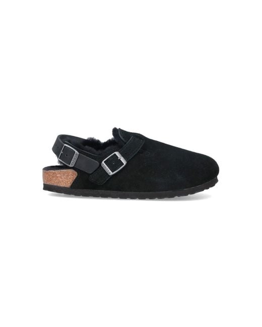 Birkenstock Black "Tokio" Fur Mules
