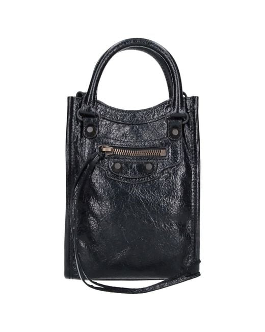 Balenciaga Black Phone Pouch Tote “Le City”