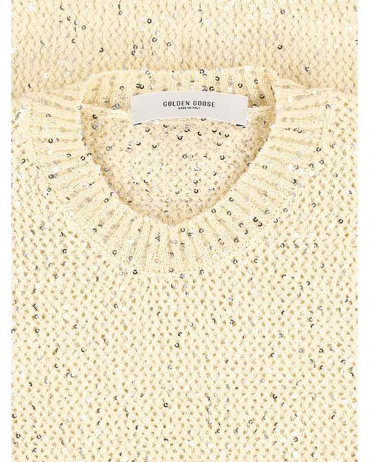 Golden Goose Deluxe Brand White Sequin Knit Tank Top Cream