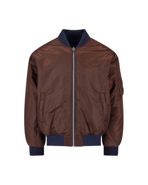 DIESEL Blue Embroidered Ribbed Jacket for men
