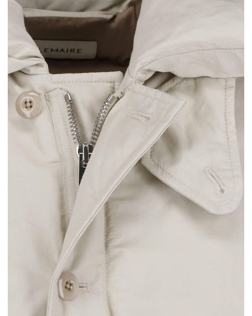 Lemaire White Neutral High Padded Collar Cropped Jacket