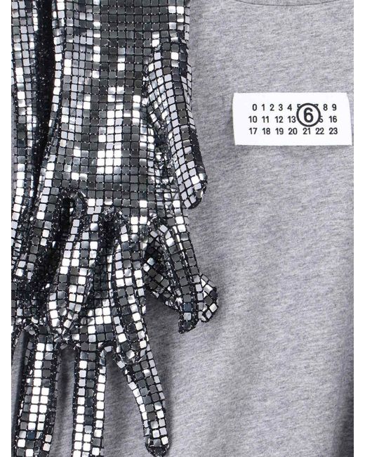 MM6 by Maison Margiela Gray Gloves Crewneck T-Shirt