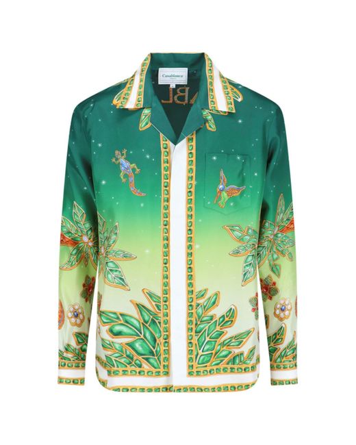 Casablancabrand Green 'joyaux D'afrique' Silk Shirt for men