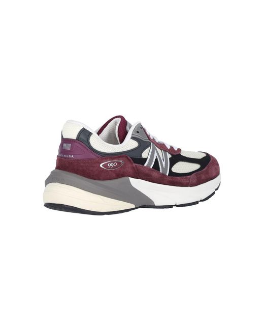 New Balance Red Pigskin & Mesh Sneakers