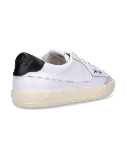 Autry White Windscape Tab Leather Sneakers for men