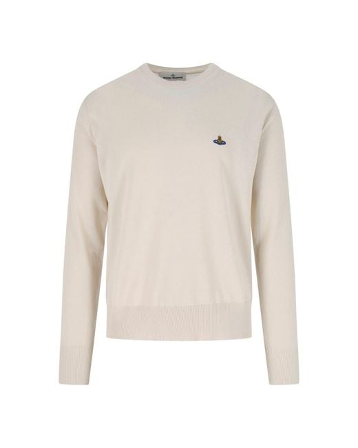 Vivienne Westwood White Cream Alex Cotton Crew Neck Sweater for men