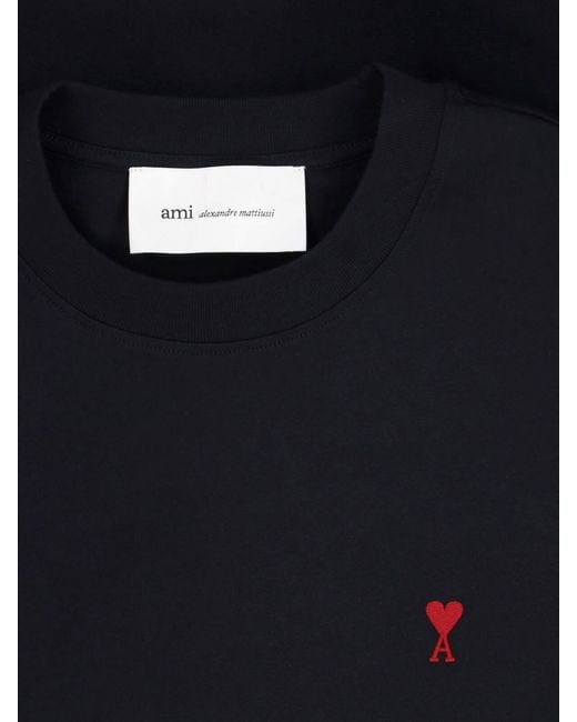 AMI Blue Organic Cotton Logo T-Shirt