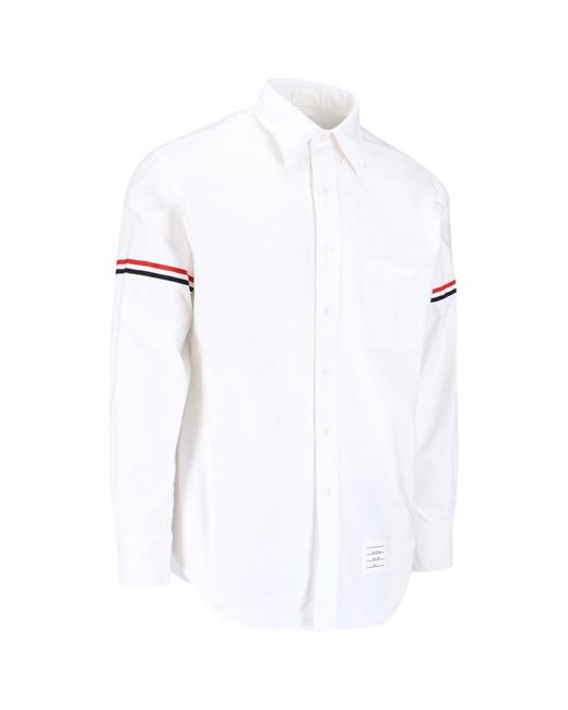 Camicia Dettagli Tricolore di Thom Browne in White da Uomo