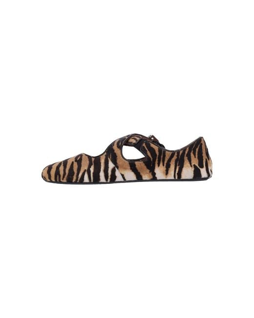 Alaïa Brown Tiger Pony Ballet Flats