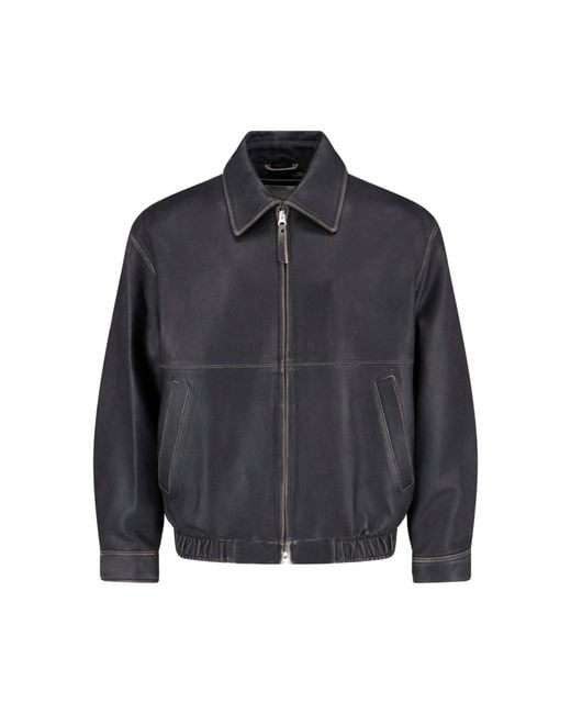 DUNST Blue Lamb Leather Bomber Jacket